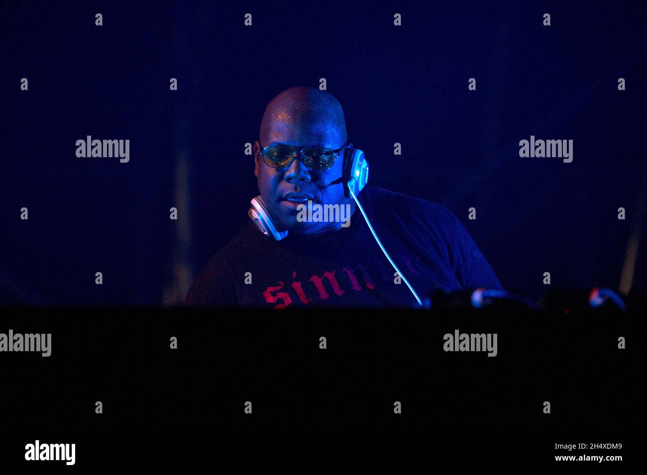 Carl Cox performs on stage on Day 2 of Global Gathering 2013 at Long Marston Airfield, Stratford Upon Avon. Stock Photo