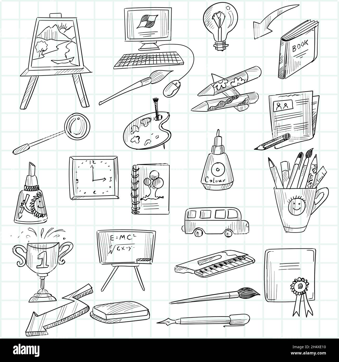 Hand draw education doodle sketch icon set design Stock Vector Image ...