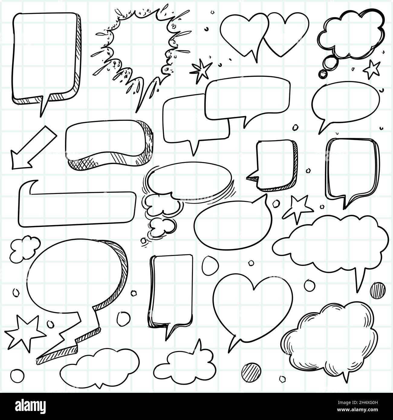 Hand drawn sketch speech bubble set design Stock Vector Image & Art - Alamy