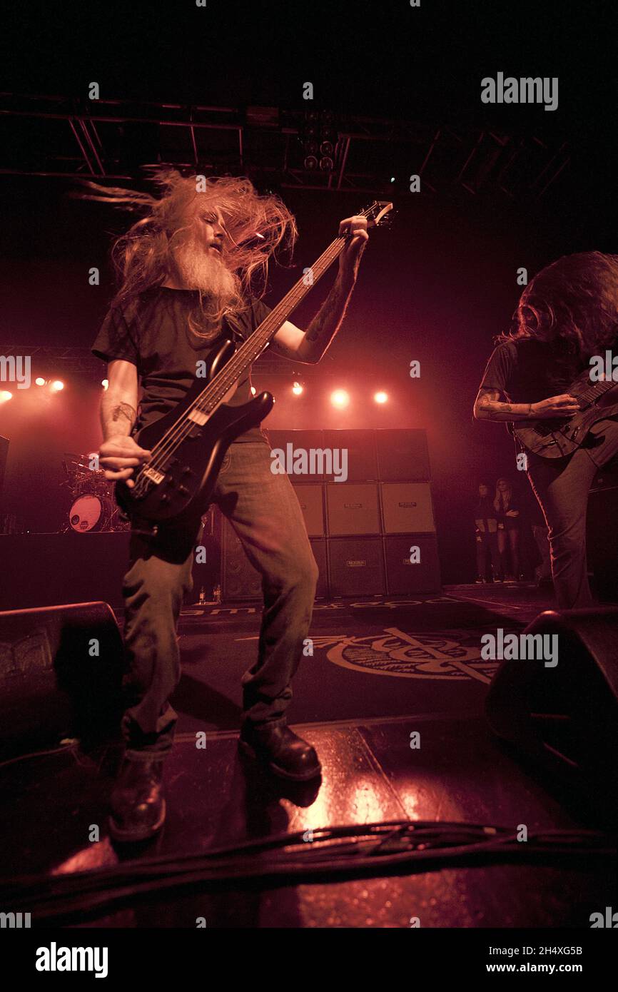 John Campbell of Lamb Of God performing live on stage at the 02 Academy