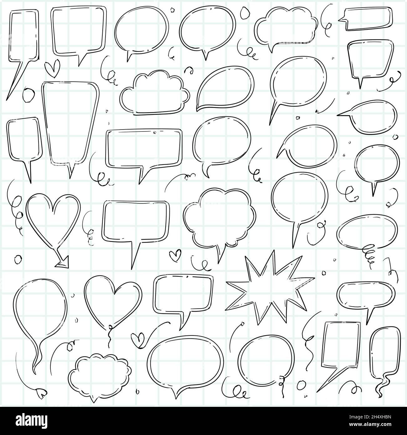 Beautiful hand drawn sketch speech bubble set design Stock Vector Image ...