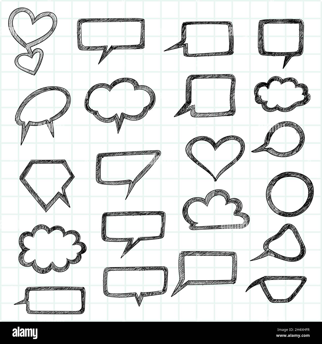 Doodle blank speech chat bubbles hand draw sketch design Stock Vector ...