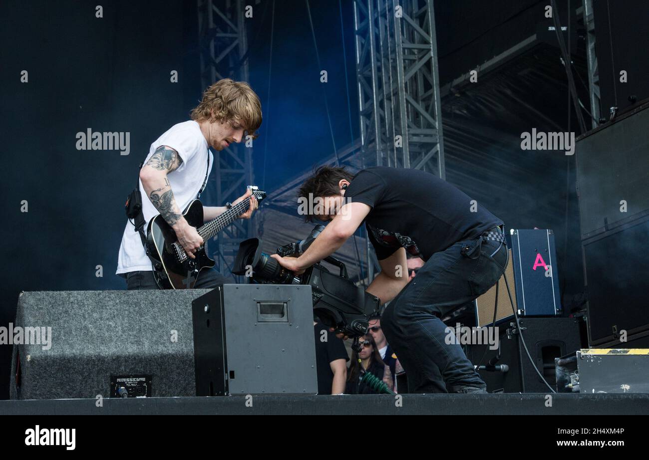 Mat Welsh of While She Sleeps live on stage on day 2 at Download Festival  on 14th June - Donington Park Stock Photo - Alamy