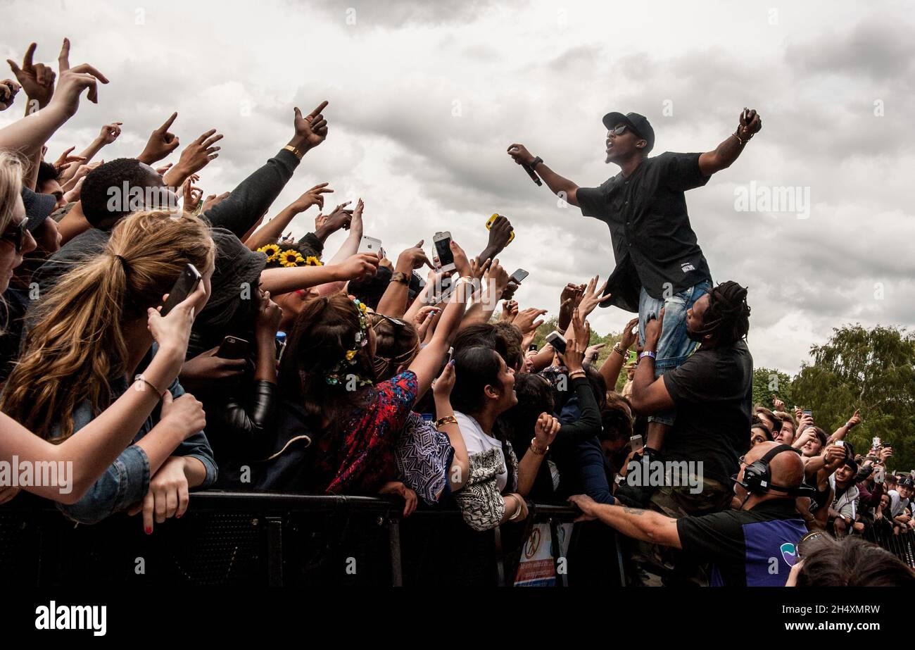 Bobby Ray Simmons, Jr. aka B.o.B taking selfies with the crowd on day 1 at Wireless Festival on