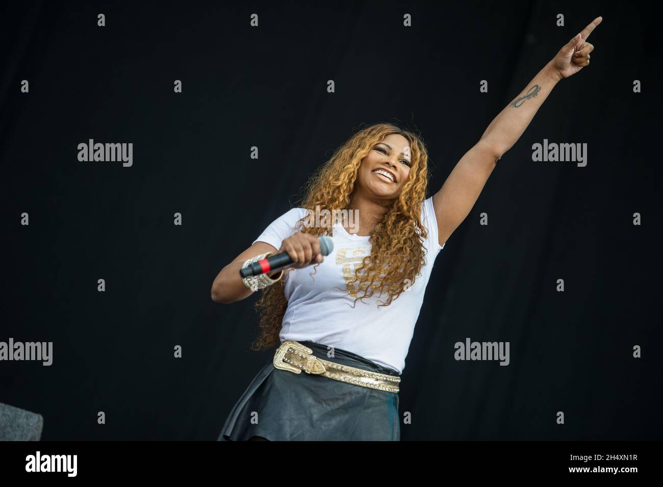 Sandra Denton of SaltNPepa live on stage on day 2 at Wireless