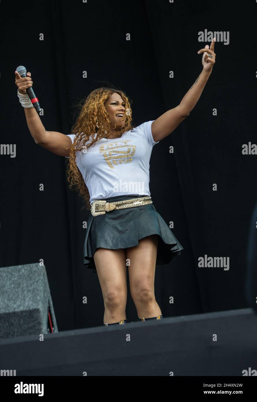 Sandra Denton of SaltNPepa live on stage on day 2 at Wireless
