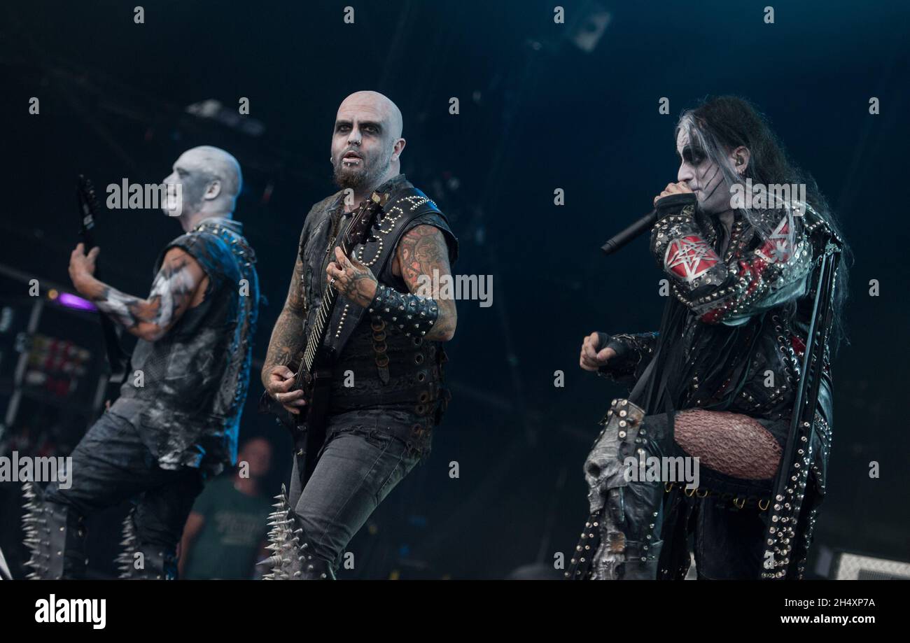 Dimmu Borgir live on stage on day 1 of Bloodstock Open Air Festival on 8th August 2014 at Catton Hall, Derbyshire. Stock Photo