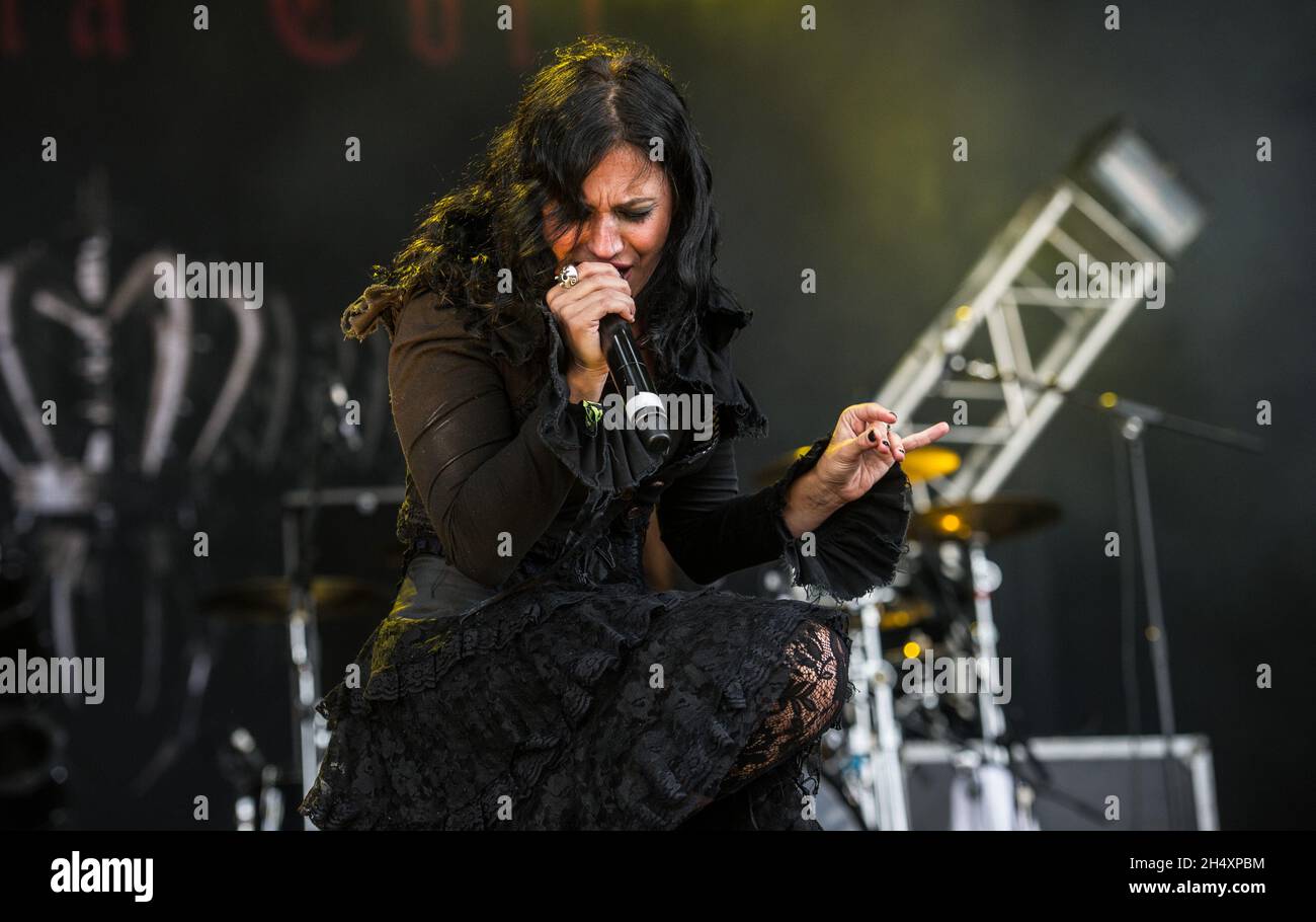 Cristina Scabbia of Lacuna Coil live on stage on day 2 of Bloodstock
