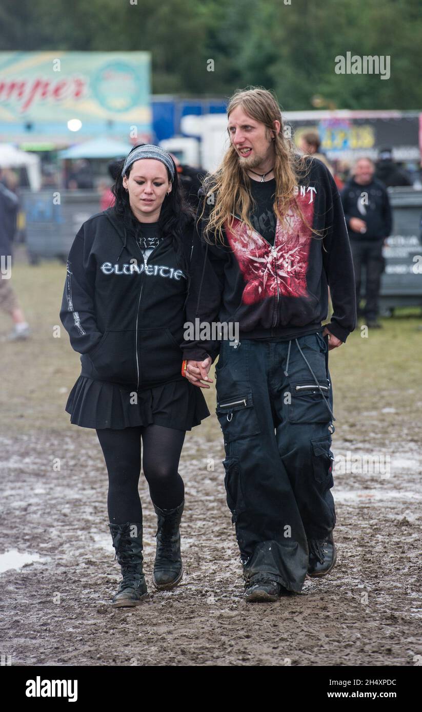 Festival goers on day 3 of Bloodstock Open Air Festival on 9th August 2014  at Catton Hall, Derbyshire on day 2 of Bloodstock Open Air Festival on 9th  August 2014 at Catton