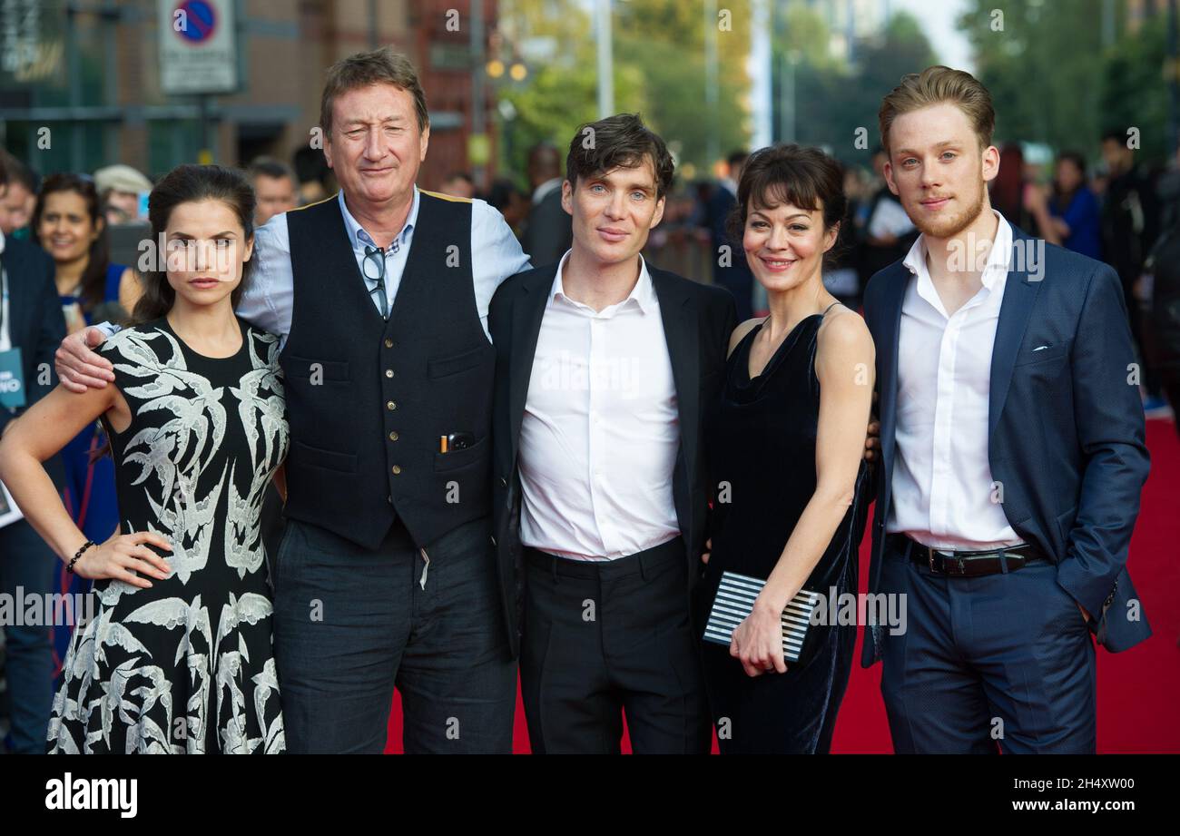 Cillian Murphy, Helen McCrory, Steven Knight, Charlotte Riley and Joe Cole attending the world premiere screening of the first episode of the new series Peaky Blinders at Cineworld Broad Street in Birmingham on Sunday 21st September Stock Photo