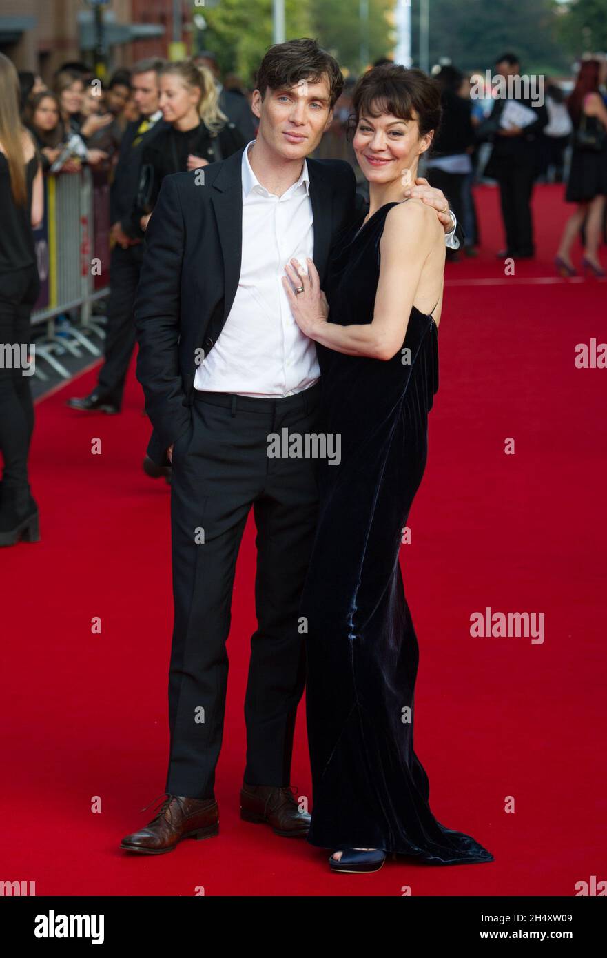 Cillian Murphy and Helen McCrory attending the world premiere screening of the first episode of the new series Peaky Blinders at Cineworld Broad Street in Birmingham on Sunday 21st September Stock Photo
