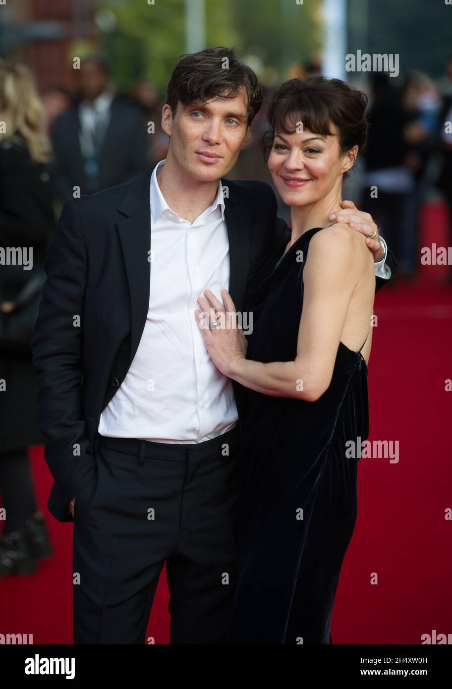 Cillian Murphy and Helen McCrory attending the world premiere screening of the first episode of the new series Peaky Blinders at Cineworld Broad Street in Birmingham on Sunday 21st September Stock Photo