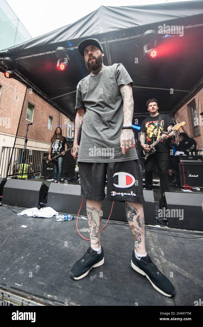 JJ Peters of Deez Nuts performing live at Slam Dunk festival on May 25, 2015 in Wolverhamptonl, United Kingdom Stock Photo