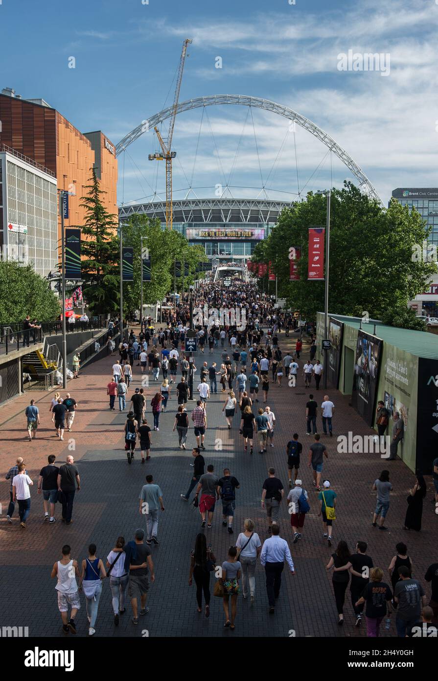 The crowd arriving at AC/DC concert at Wembley Stadium on July 04, 2015 in London, United Kingdom Stock Photo