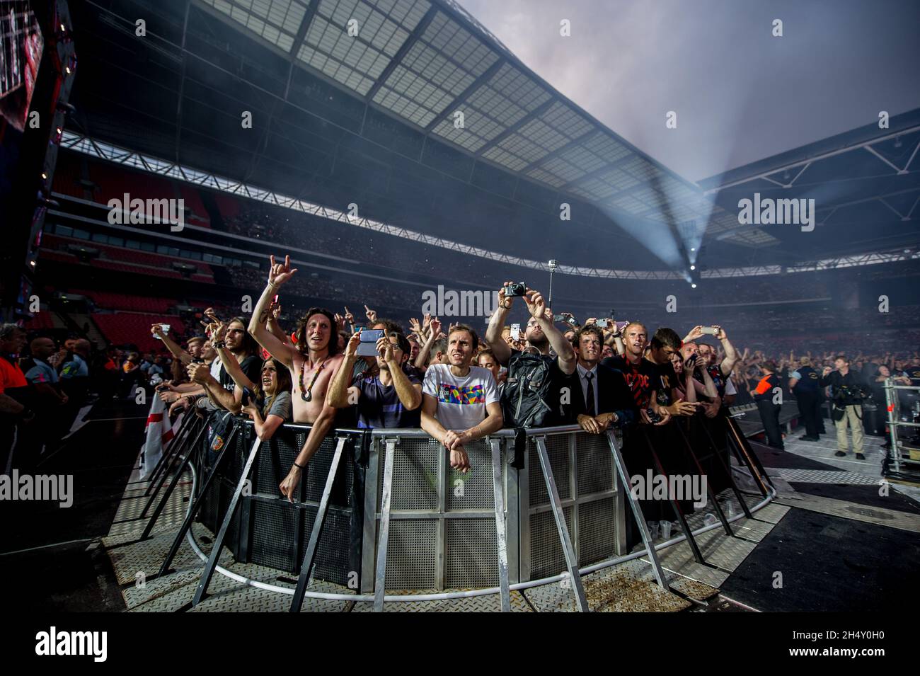 Concert goers at AC/DC concert at Wembley Stadium on July 04, 2015 in ...