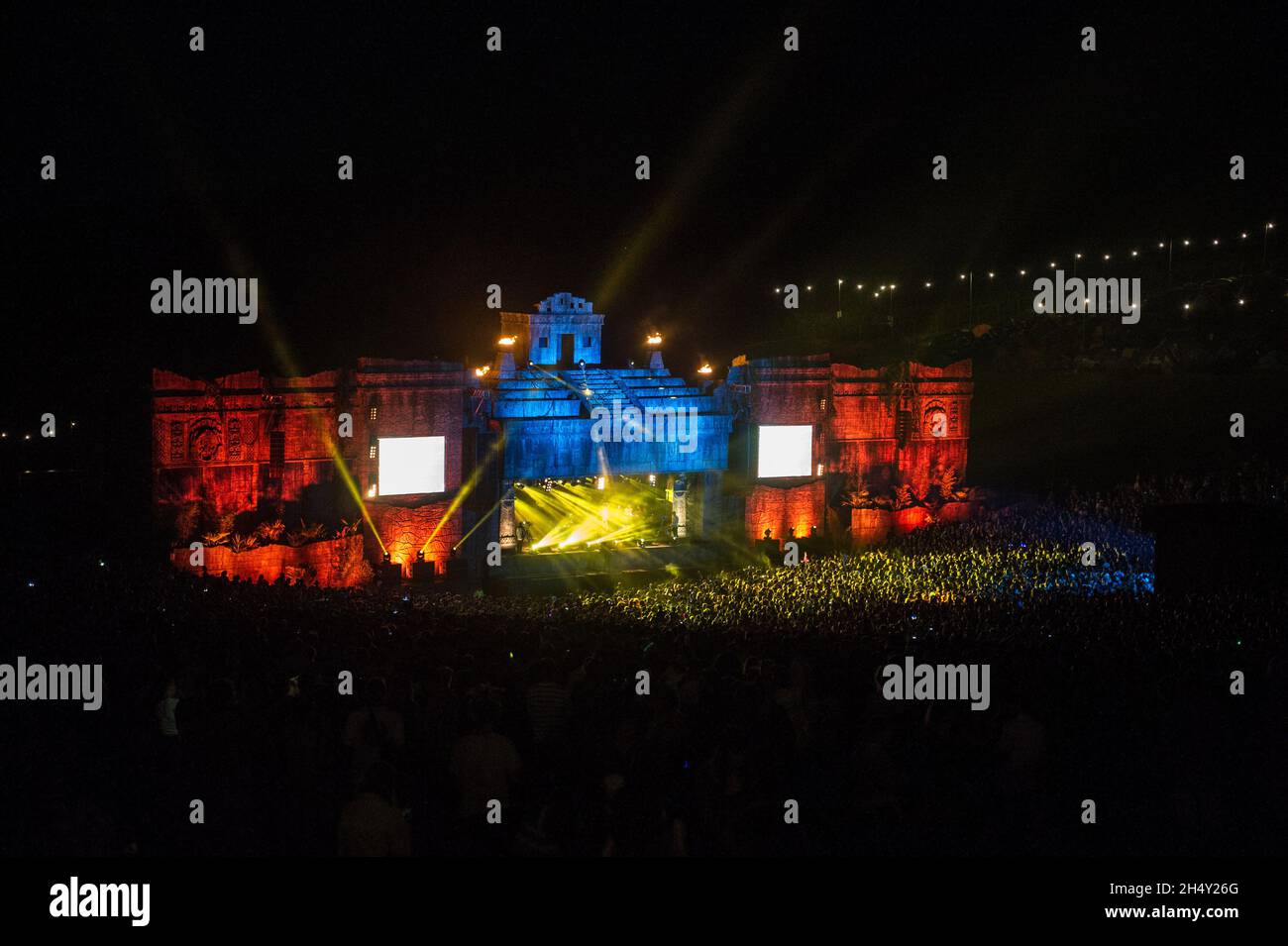 View of the Lion's Den stage and the crowd at Boomtown Fair on August