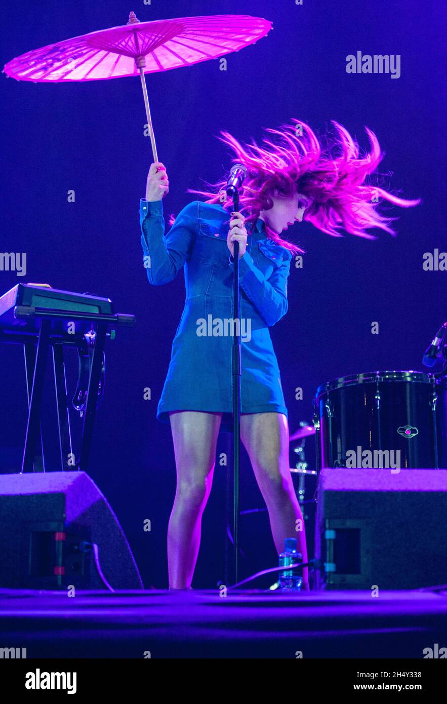 Sydney Sierota of Echosmith performing live on stage on day 2 of Leeds Festival on August 29 2015 at Bramham Park, Yorkshire, UK Stock Photo