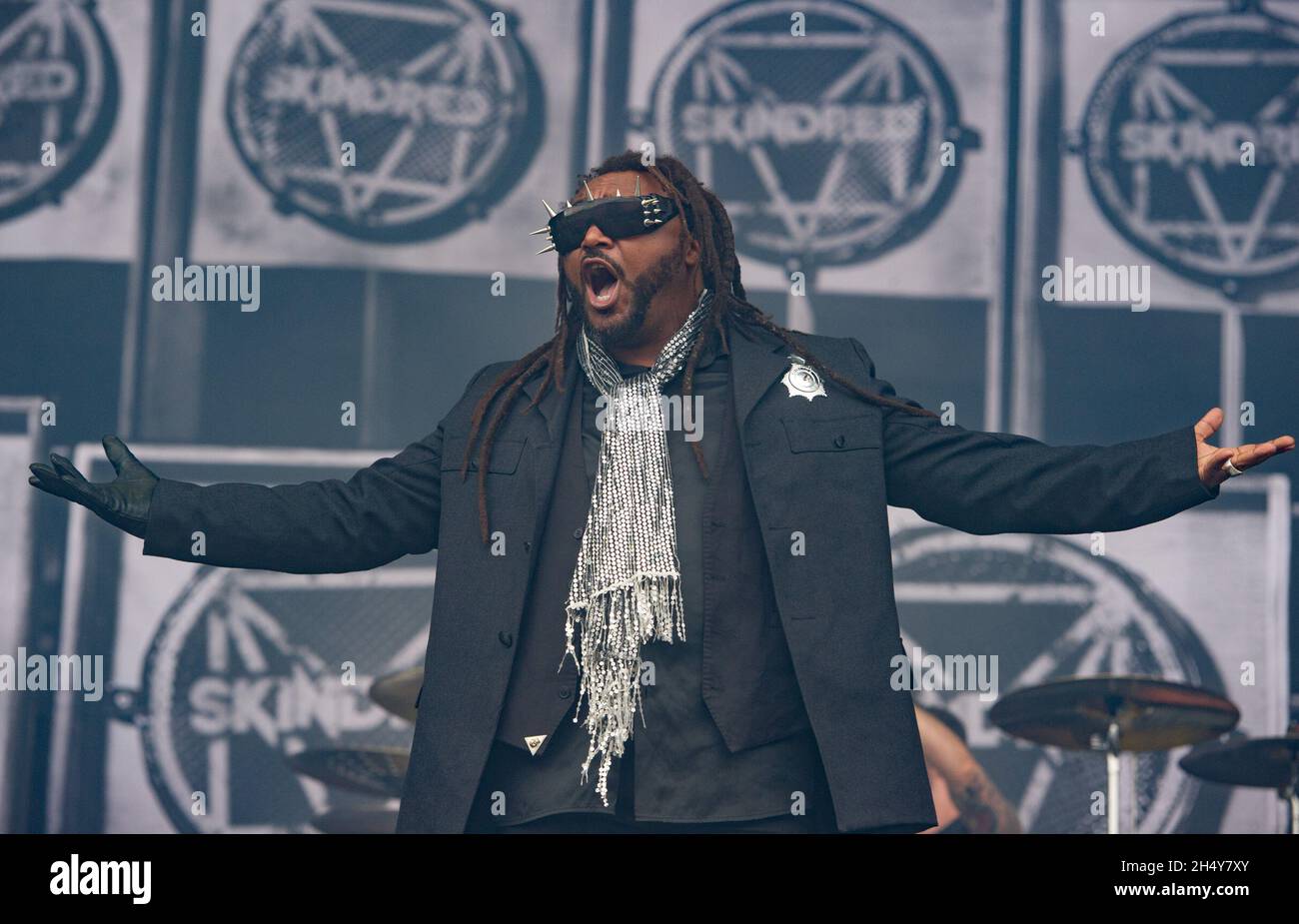 Benji Webbe of Skindred performing live at Leeds Festival 2016 at Bramham Park, UK. Picture date: Sunday August 28, 2016. Photo credit: Katja Ogrin/ EMPICS Entertainment. Stock Photo