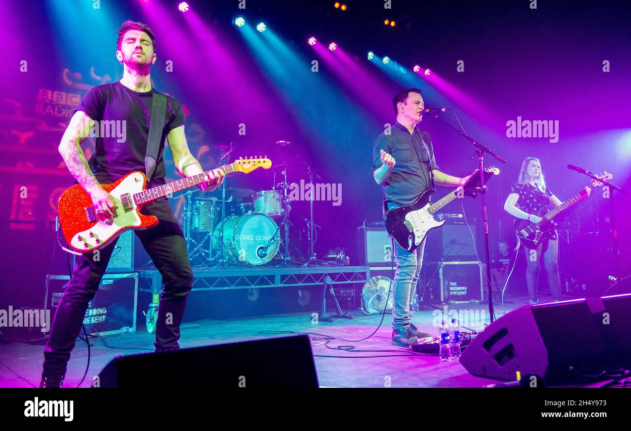 david Gedge, Marcus Kain, Danielle Wadey and Charles Layton of The Wedding Present performing live on stage during 6Music Festival at Tramway in Glasgow, UK. Picture date: Sunday 26 March, 2017. Photo credit: Katja Ogrin/ EMPICS Entertainment. Stock Photo