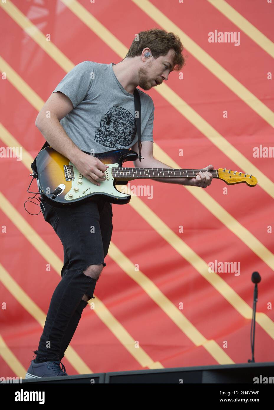 Busted performing live on stage during V Festival 2017 at Weston Park, Staffordshire, UK. Picture date: Sunday 20 June, 2017. Photo credit: Katja Ogrin/ EMPICS Entertainment. Stock Photo