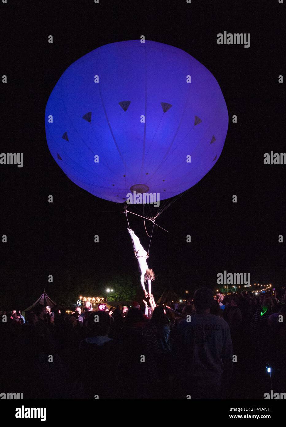 Heliosphere aerial performance on day 2 of  Festival No. 6 2017 at Portmeirion, Wales, UK. Picture date: Saturday, 9 September 2017. Photo credit: Katja Ogrin/ EMPICS Entertainment. Stock Photo