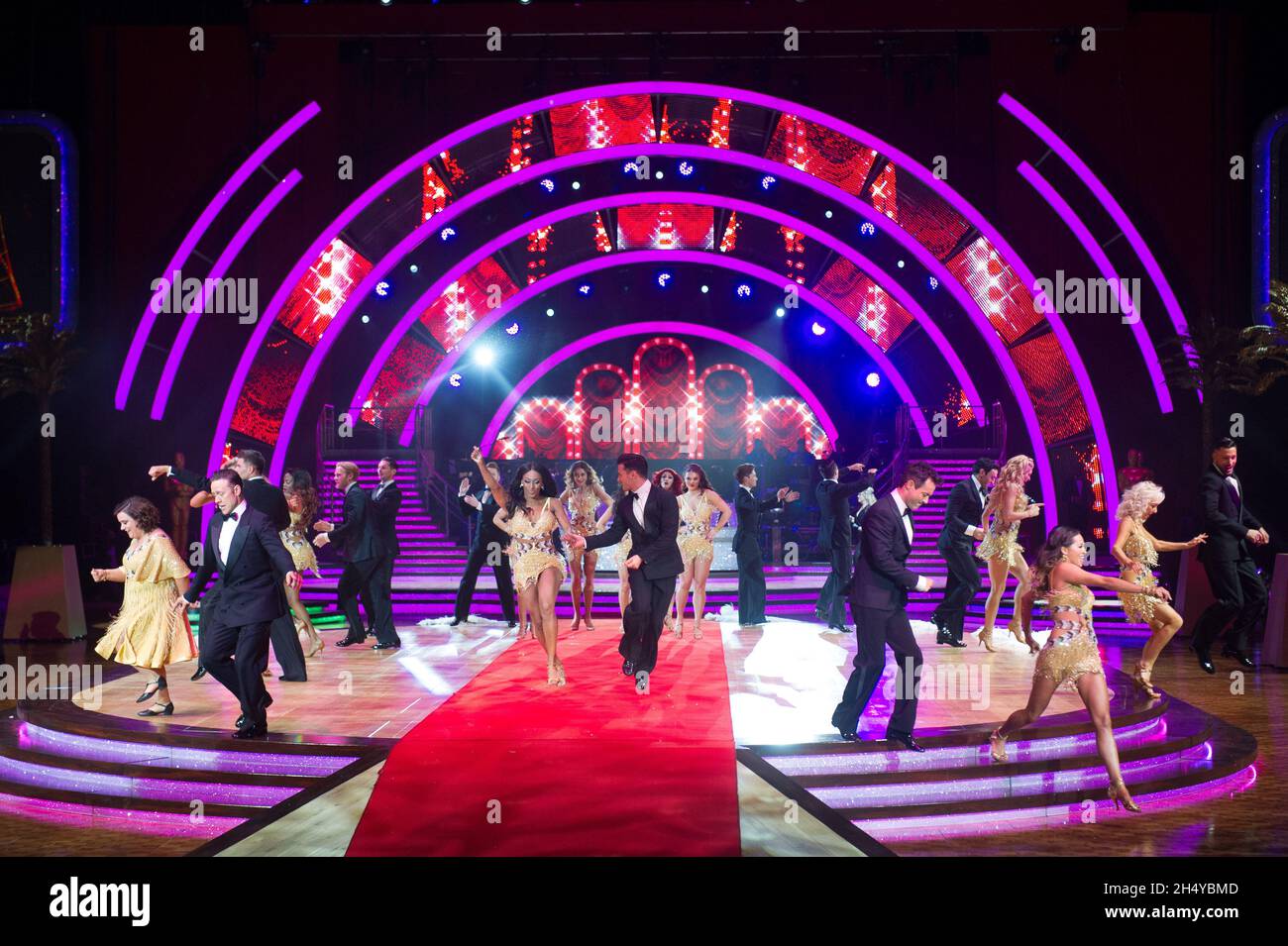 Gemma Atkinson, Alexandra Burke, Susan Calman, Davood Ghadami, Joe McFadden, Debbie McGee, Jonnie Peacock, Aljaz Skorjanec, Gorka Marquez, Kevin Clifton, Nadiya Bychkova, Katya Jones, Giovanni Pernice and Oti Mabus performing on stage during photocall before the opening night of Strictly Come Dancing Tour 2018 at Arena Birmingham in Birmingham, UK. Picture date: Thursday 18 January, 2018. Photo credit: Katja Ogrin/ EMPICS Entertainment. Stock Photo