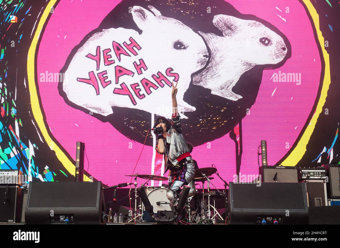 Karen O of Yeah Yeah Yeahs performs on stage on day 1 of All Points
