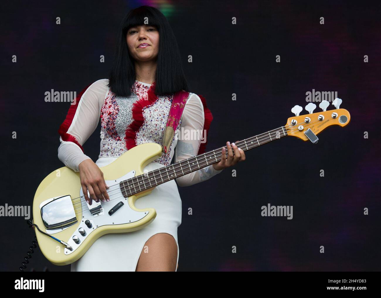 Laura Lee of Khruangbin performs live on stage on day 3 of All Points East festival in Victoria Park on May 27, 2018 in London, England. Picture date: Sunday 27 May, 2018. Photo credit: Katja Ogrin/ EMPICS Entertainment. Stock Photo