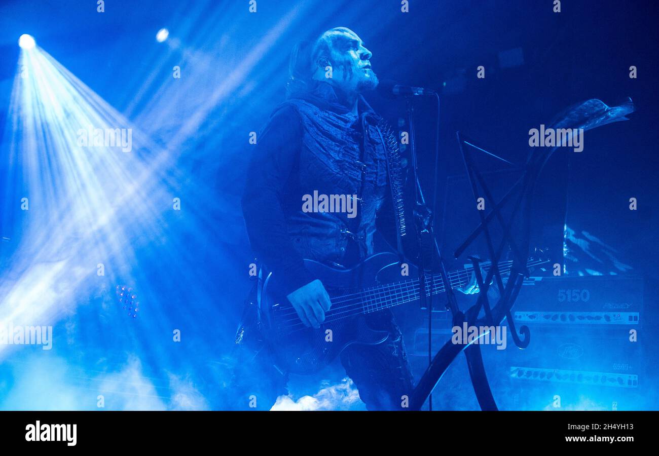 Orion of Polish black metal band Behemoth performs on stage at O2 Institute on 07 February 2019 in Birmingham, England. Picture date: Thursday 07 February, 2019. Photo credit: Katja Ogrin/ EMPICS Entertainment. Stock Photo