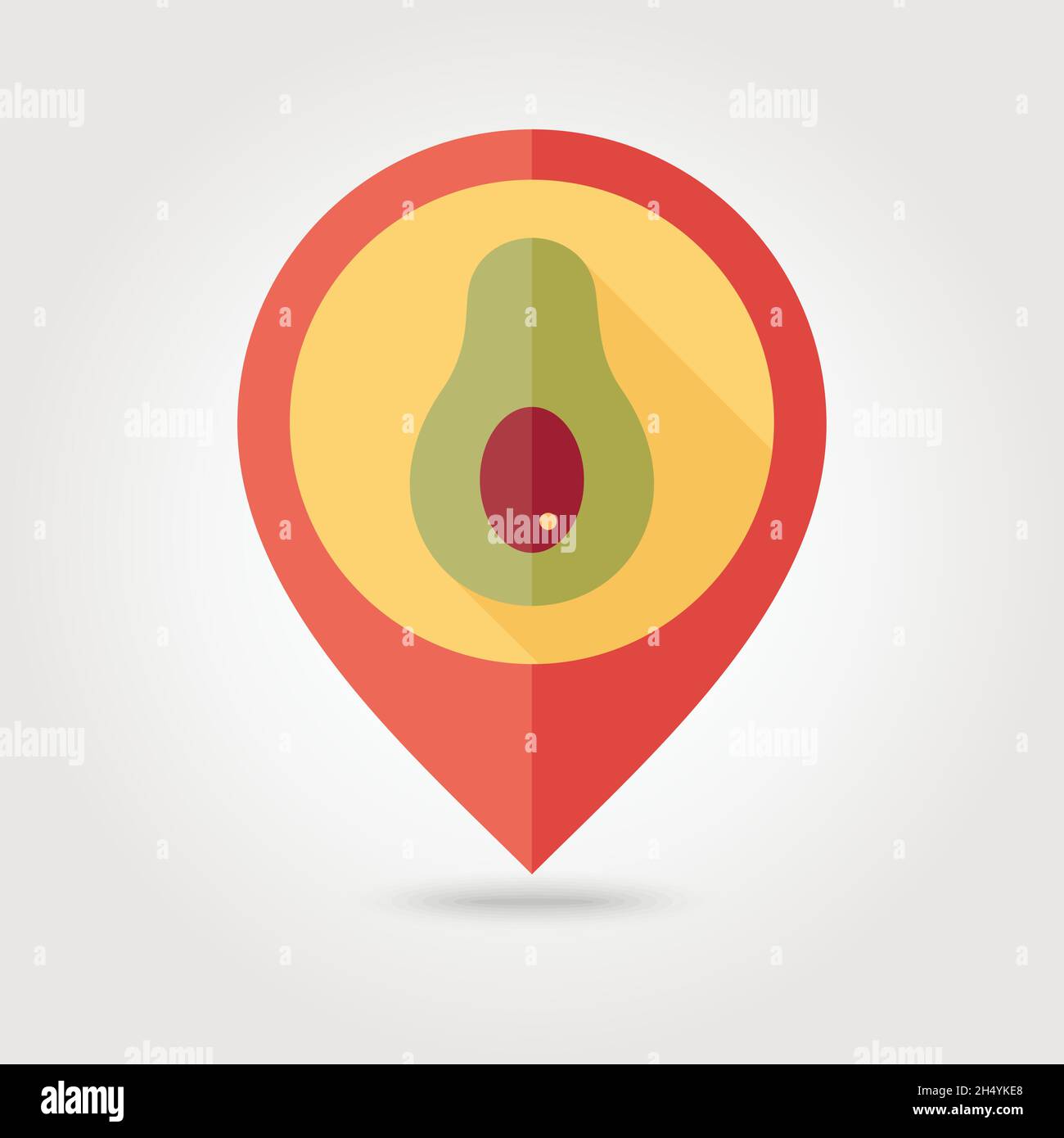 Avocado flat vector pin map icon. Map pointer. Map markers. Tropical fruit. Vector illustration, eps 10 Stock Vector