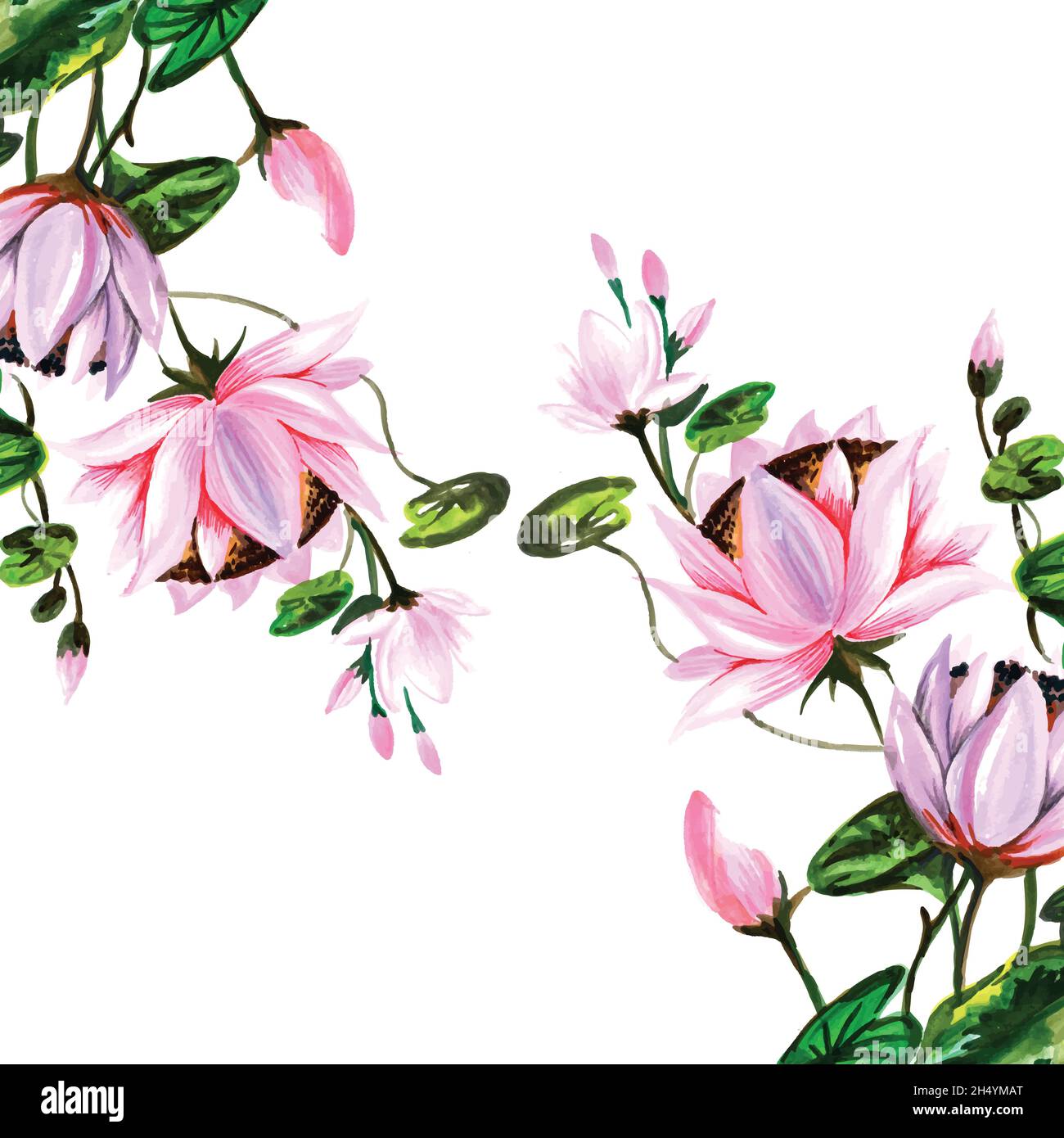 Decorative louts flowers background Stock Vector