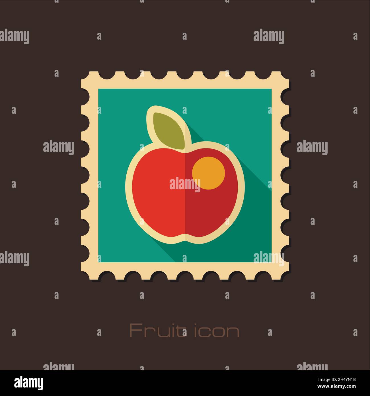 Apple flat stamp. Fruit vector illustration, eps 10 Stock Vector