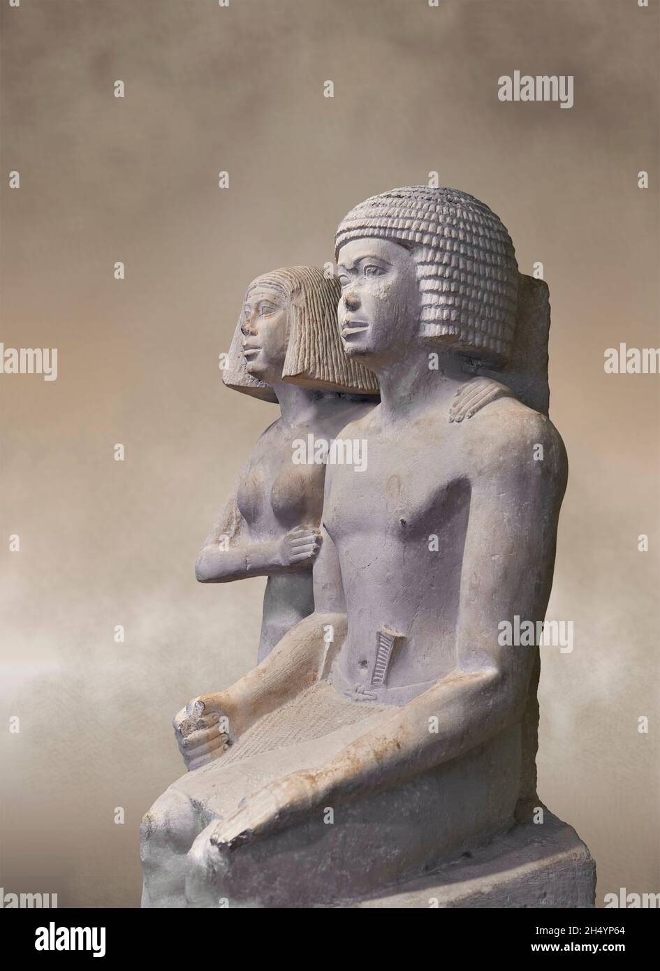 Ancient Egyptian statue of a couple seated, 2453-2420 BC, 5th dynasty ...
