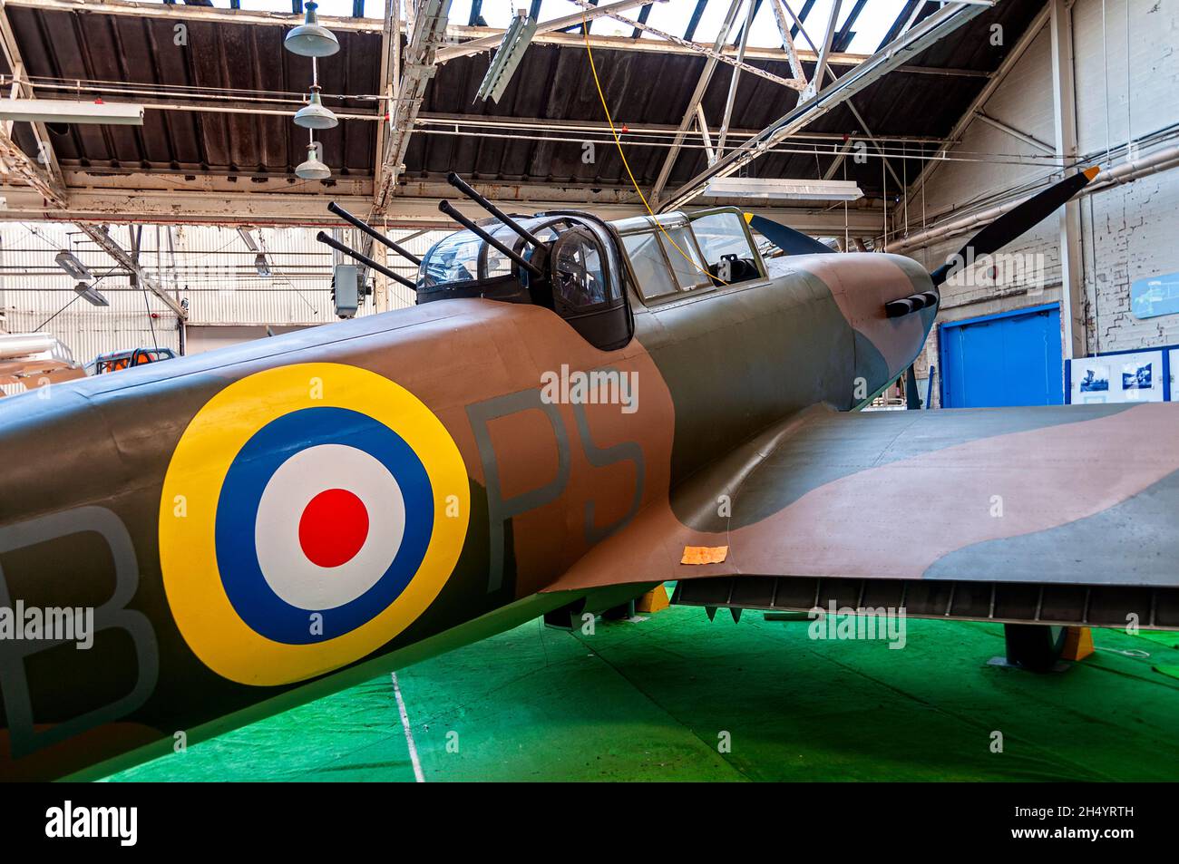 A replica of the Boulton Paul Defiant which was a British interceptor aircraft that served as a turret fighter with the Royal Air Force in WW2 Stock Photo