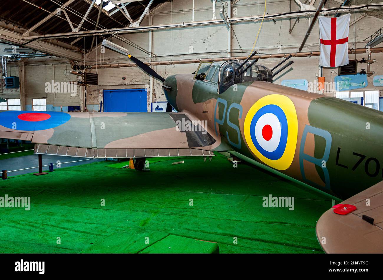 A replica of the Boulton Paul Defiant which was a British interceptor aircraft that served as a turret fighter with the Royal Air Force in WW2 Stock Photo