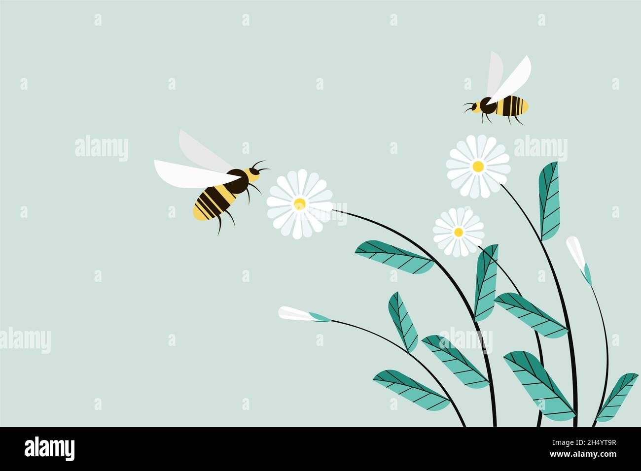 Illustration of honeybees flying around flowers Stock Vector Image ...