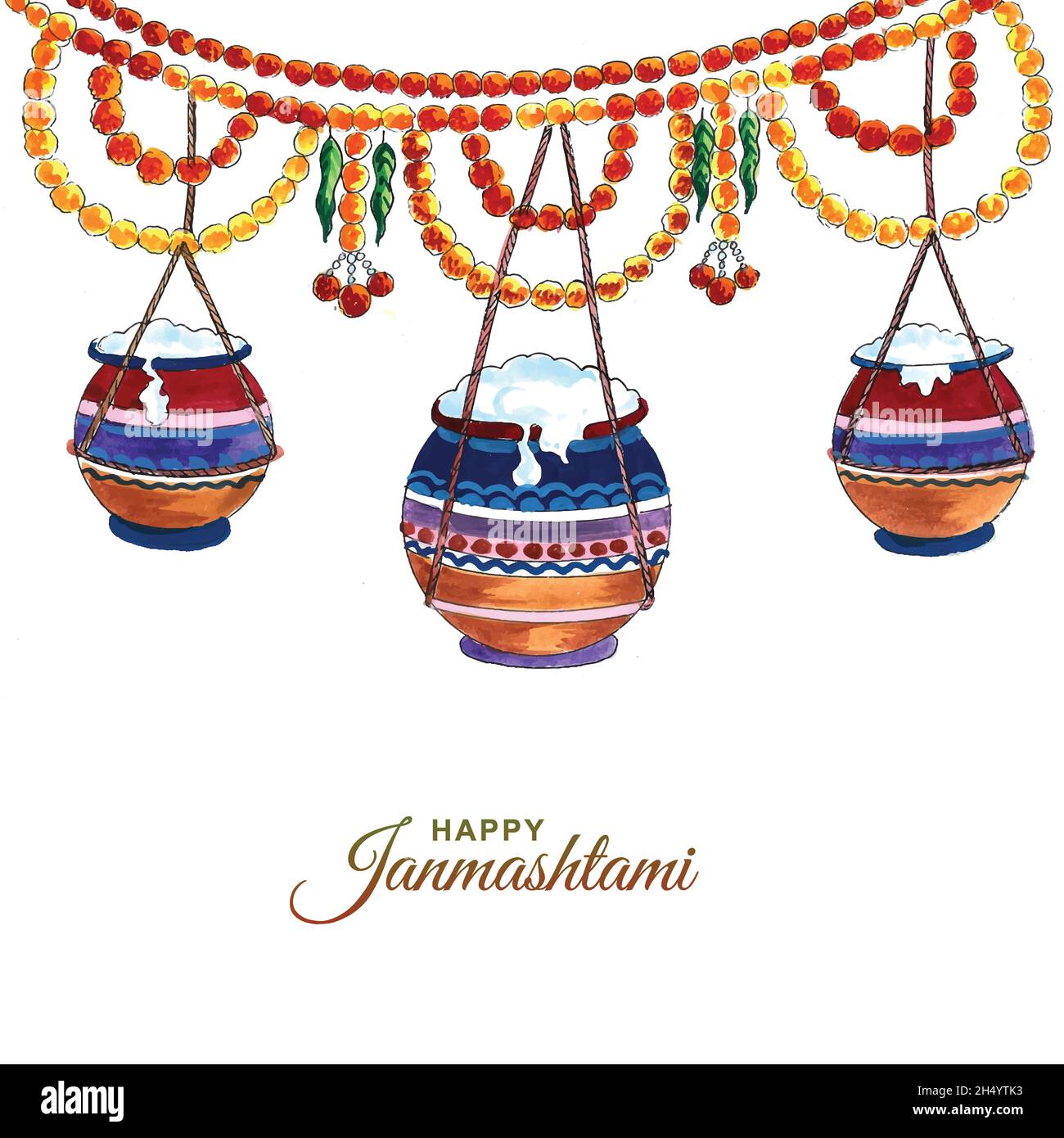 Indian hindu festival of janmashtami celebration card design Stock Vector