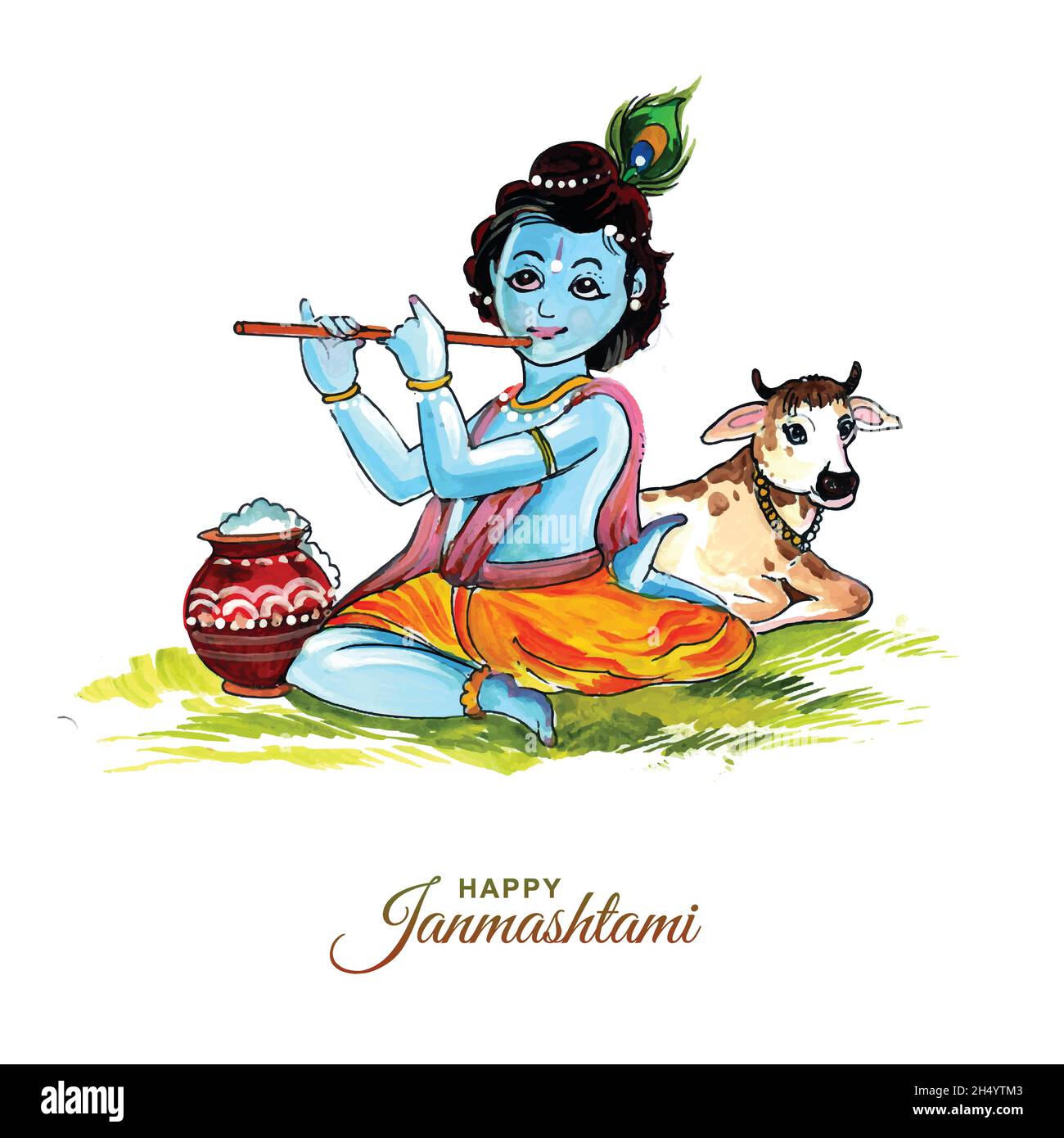 Shree krishna janmashtami festival card background Stock Vector ...