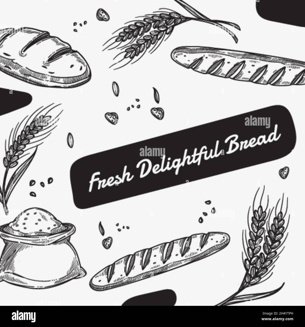 Fresh delightful bread, baguette and bakery shop Stock Vector Image ...
