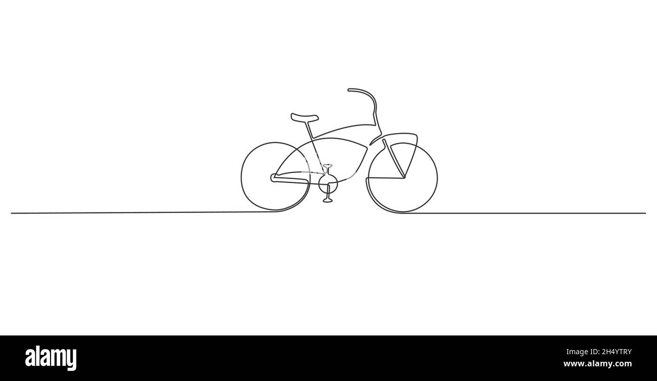 continuous single line classic bicycle, line art vector illustration Stock Vector