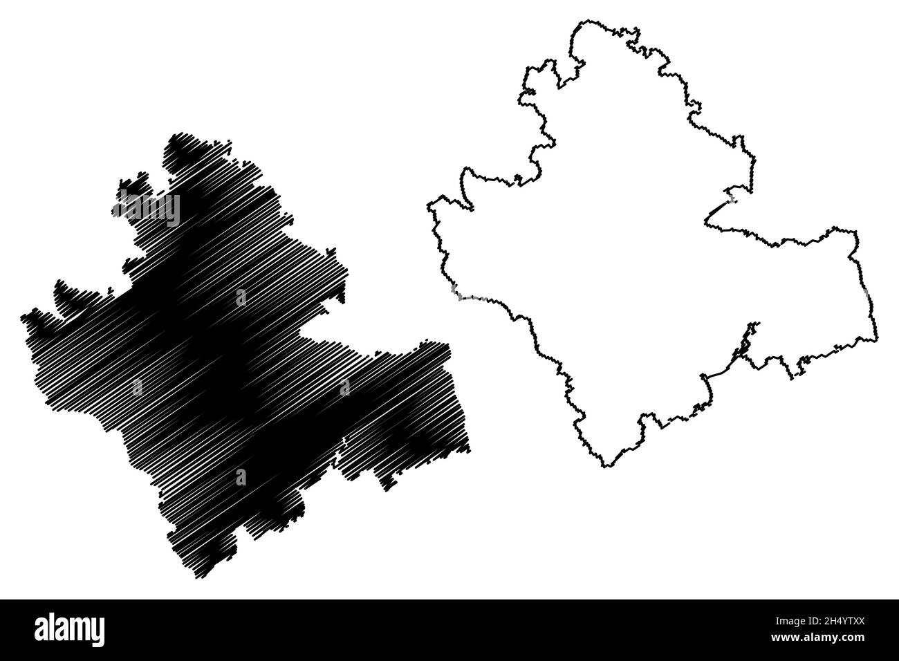 Shimoga district (Karnataka State, Republic of India, Bangalore Division) map vector illustration, scribble sketch Shivamogga map Stock Vector