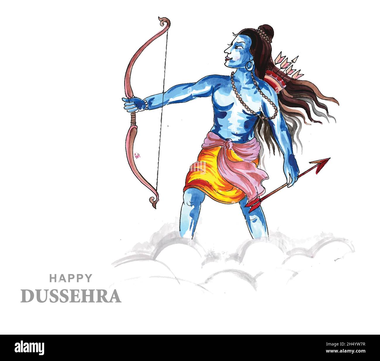 Lord rama with arrow killing ravana in navratri festival card ...