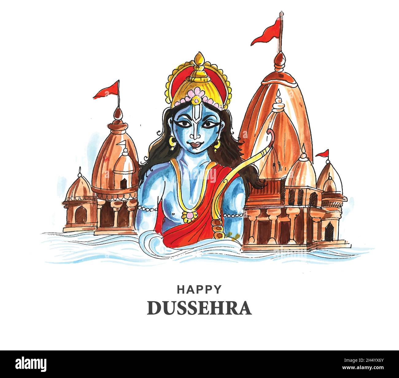 Lord rama happy dussehra festival wishes card watercolor background Stock  Vector Image & Art - Alamy