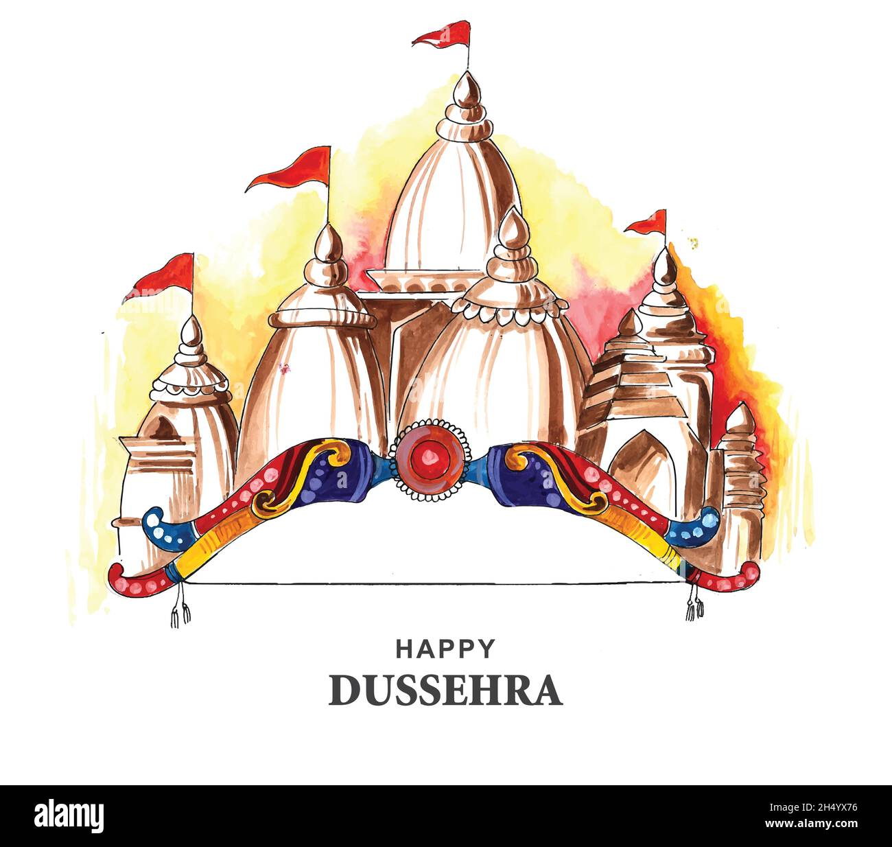 Happy Dussehra hand drawing and bow with arrow. Black and white simple  legend. Dussehra festival banner, background. Stock Vector | Adobe Stock