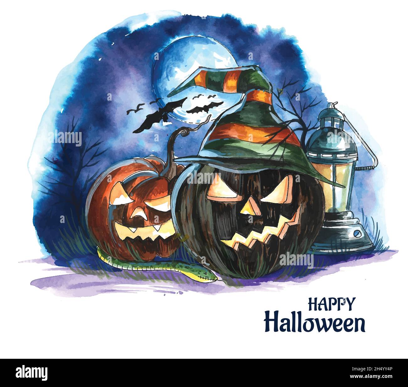 Halloween night background pumpkins and dark castle design Stock Vector ...