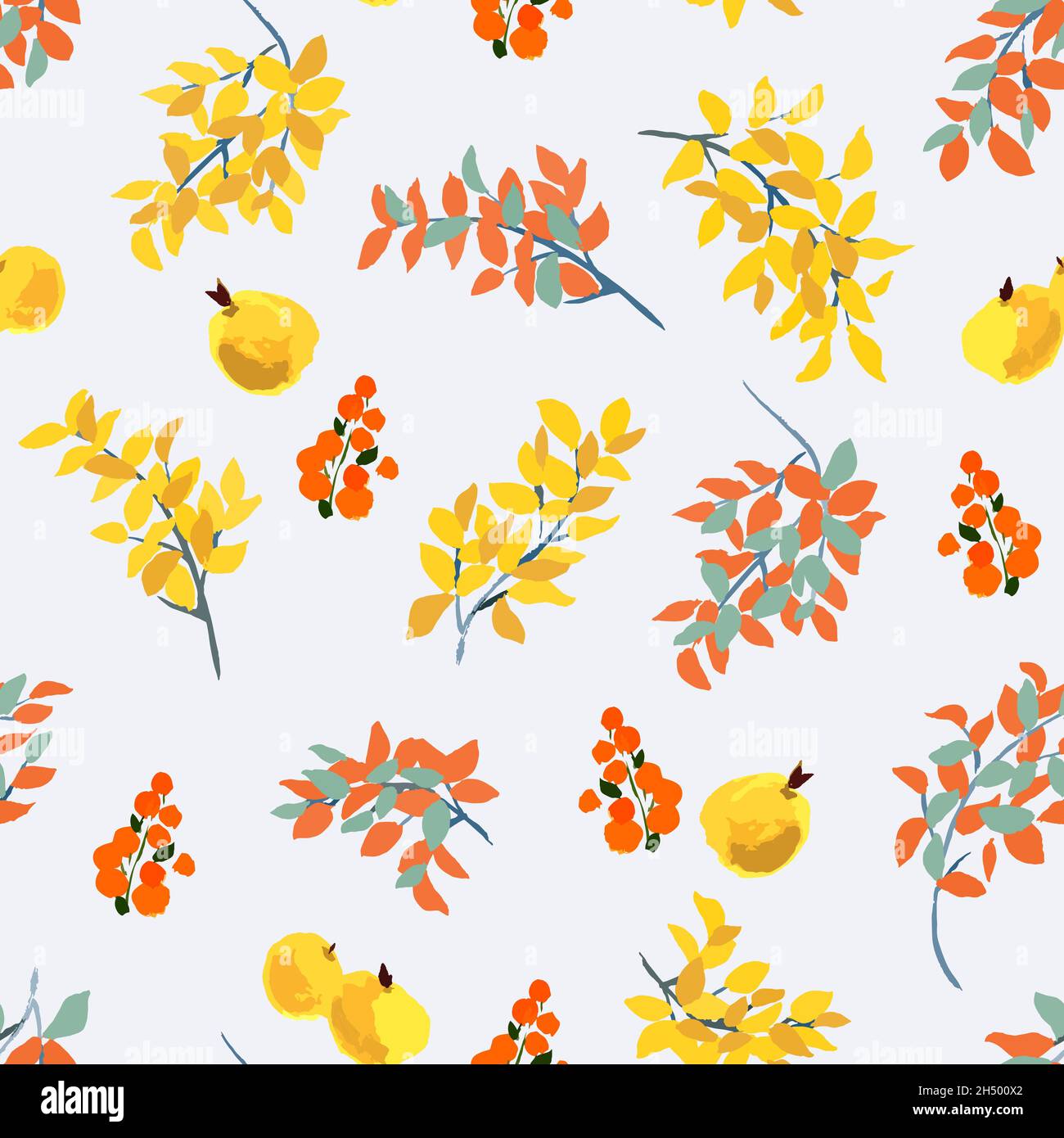 Yellow seamless pattern with bright autumn leaves Stock Vector