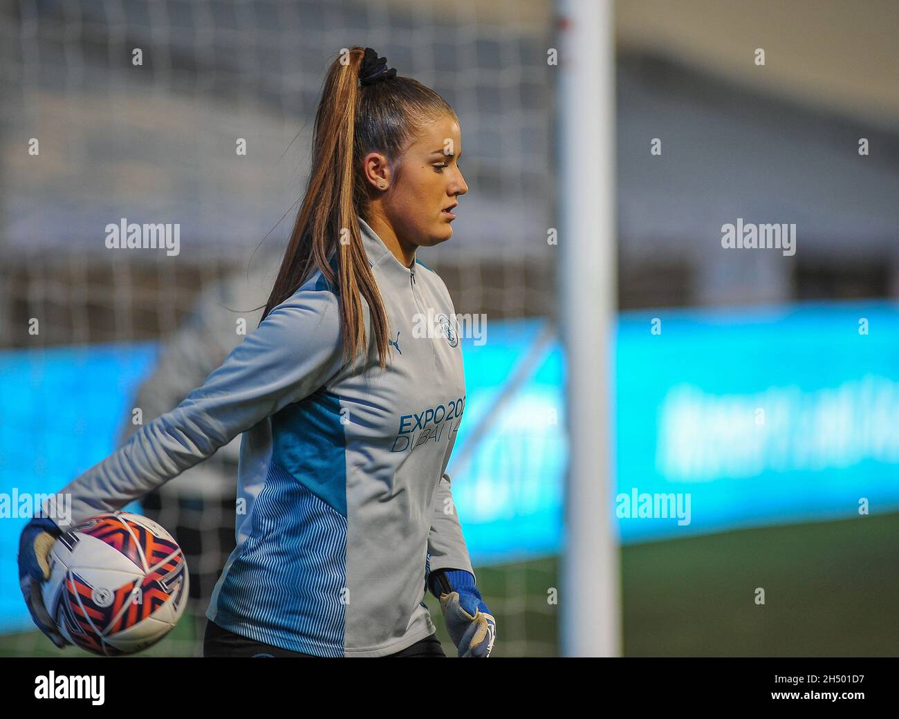 Grace Pilling Man City goalkeeper warm up   During  Women's Conti League Game Between Manchester City & Durham Academy Stadium, Manchester 04/11/2021  Sports Press Photo/Karl W Newton Stock Photo