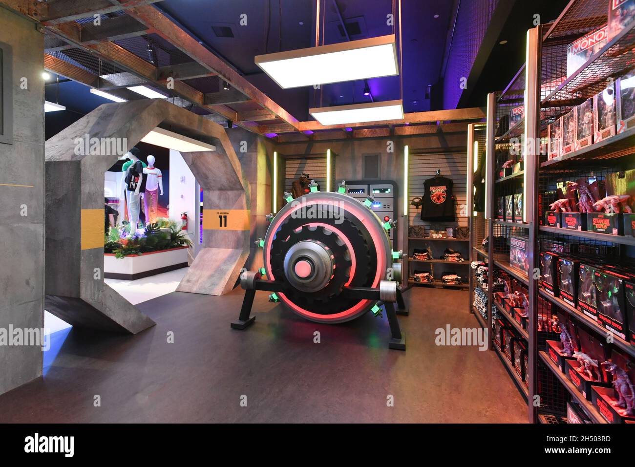 A view of the Stranger Things pop-up store presented by Netflix located in  Time Square in New York. The pop-up store showcases recreated sets, install  Stock Photo - Alamy