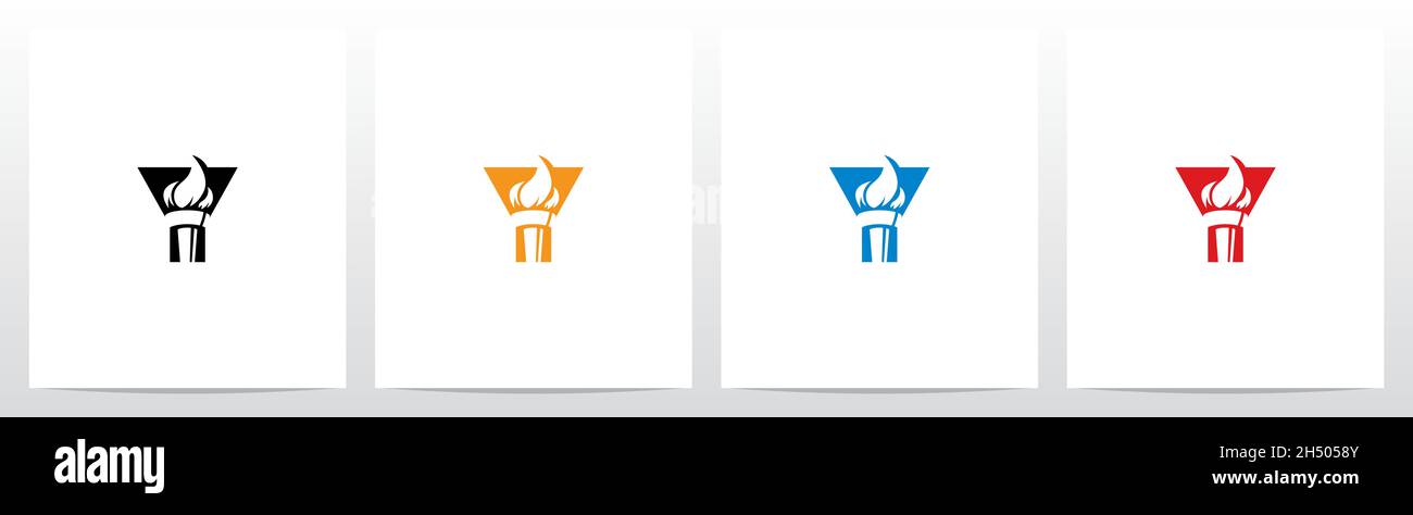 Fire Torch On Letter Logo Design Y Stock Vector
