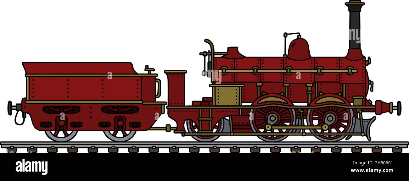 Red Model Steam Engine Hand drawing of a vintage red steam locomotive Stock Vector Image & Art ...